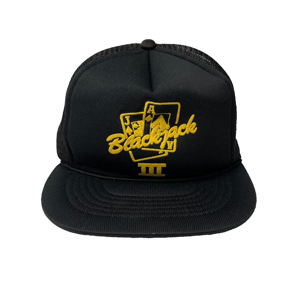 Vintage Gold Black Jack III Cap Mesh Trucker Capital Hat Snapback Baseball OSFA